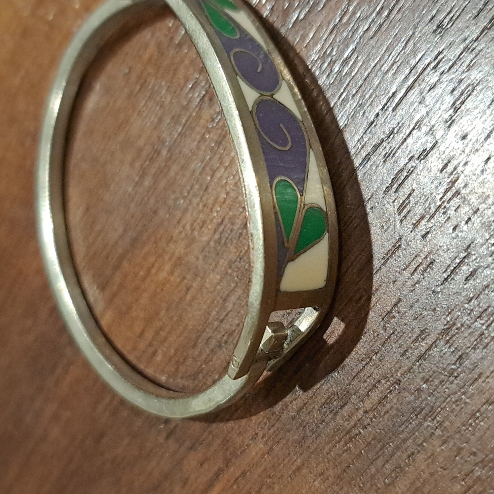 Child Bracelet Mexico 2" across Purple Green White Silver - Picture 4 of 9